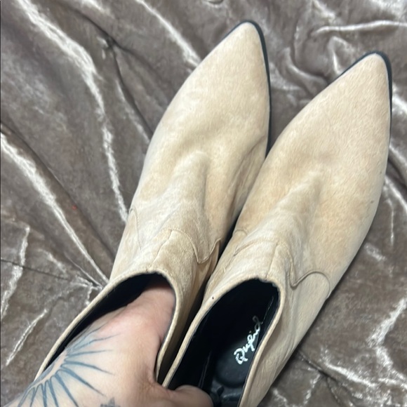 Beige Suede Ankle Boots - Picture 4 of 6